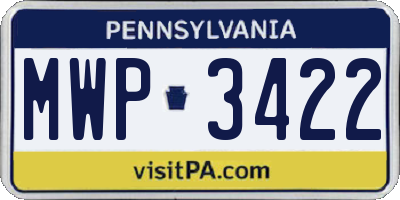 PA license plate MWP3422