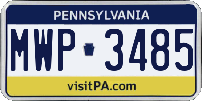 PA license plate MWP3485