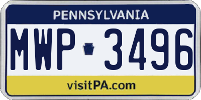PA license plate MWP3496