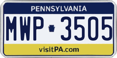 PA license plate MWP3505
