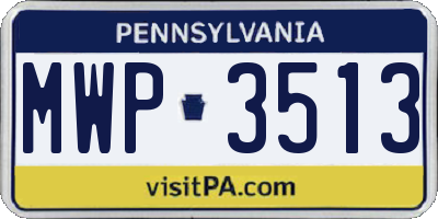 PA license plate MWP3513