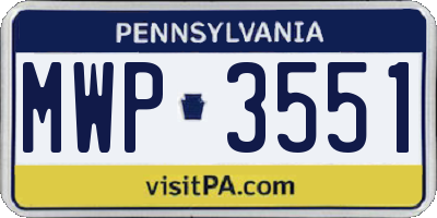 PA license plate MWP3551