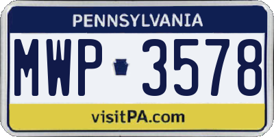 PA license plate MWP3578