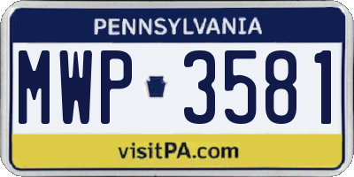 PA license plate MWP3581