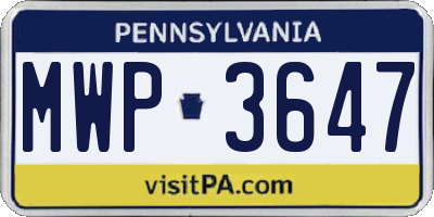 PA license plate MWP3647