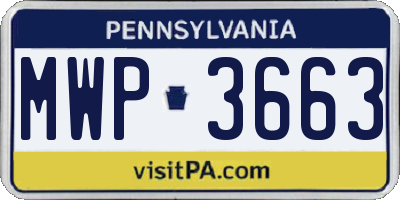 PA license plate MWP3663
