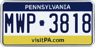PA license plate MWP3818