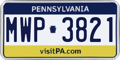 PA license plate MWP3821