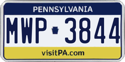 PA license plate MWP3844