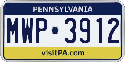 PA license plate MWP3912