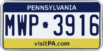 PA license plate MWP3916