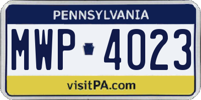 PA license plate MWP4023