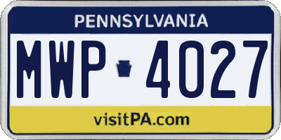 PA license plate MWP4027