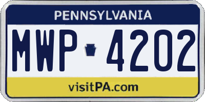 PA license plate MWP4202