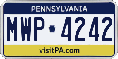 PA license plate MWP4242
