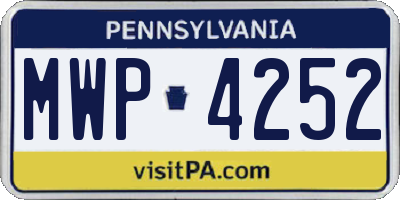 PA license plate MWP4252