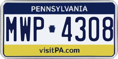 PA license plate MWP4308
