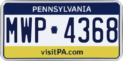 PA license plate MWP4368