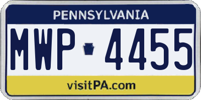 PA license plate MWP4455