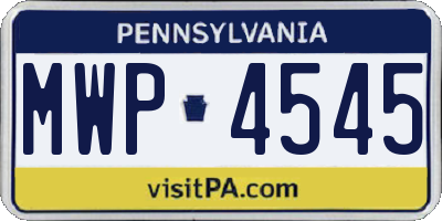 PA license plate MWP4545