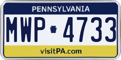 PA license plate MWP4733