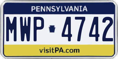 PA license plate MWP4742