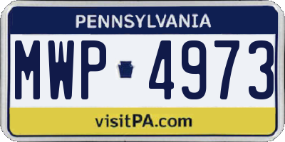 PA license plate MWP4973