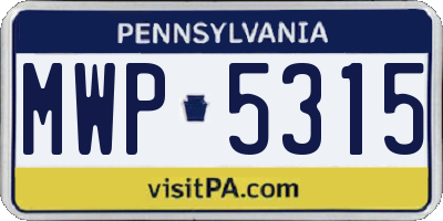 PA license plate MWP5315
