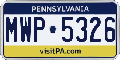 PA license plate MWP5326