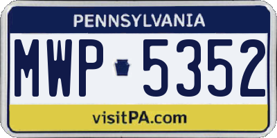PA license plate MWP5352