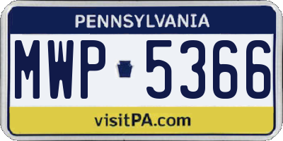 PA license plate MWP5366