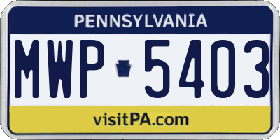 PA license plate MWP5403