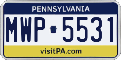 PA license plate MWP5531