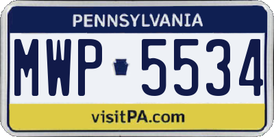PA license plate MWP5534