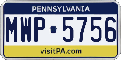 PA license plate MWP5756