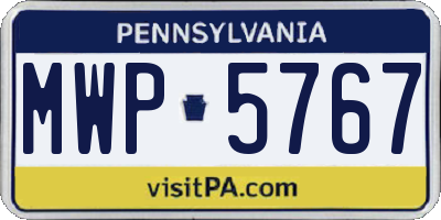 PA license plate MWP5767