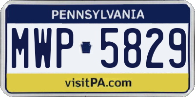 PA license plate MWP5829