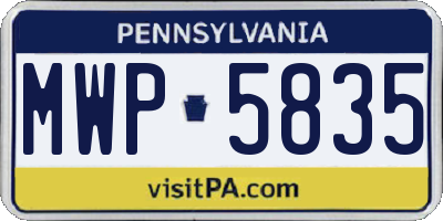 PA license plate MWP5835
