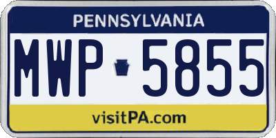 PA license plate MWP5855