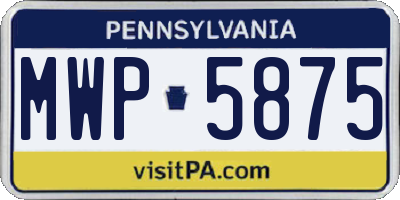 PA license plate MWP5875