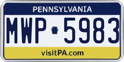 PA license plate MWP5983