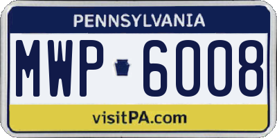 PA license plate MWP6008