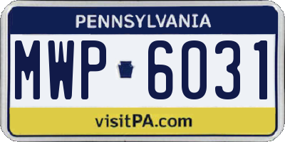 PA license plate MWP6031