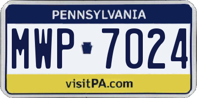 PA license plate MWP7024