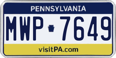 PA license plate MWP7649