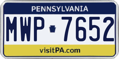 PA license plate MWP7652