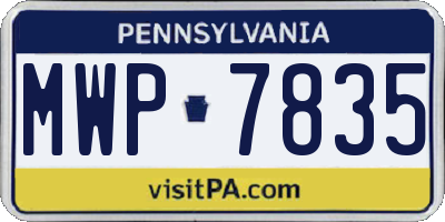 PA license plate MWP7835