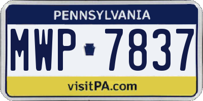 PA license plate MWP7837