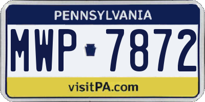 PA license plate MWP7872
