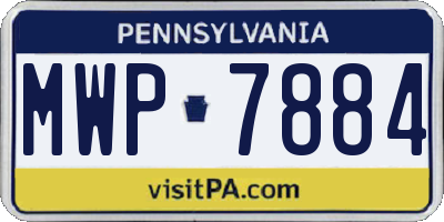PA license plate MWP7884
